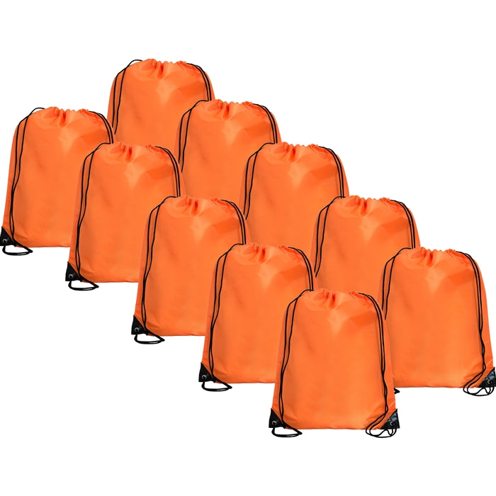10 Drawstring Tote Bags - Orange - Threadart.com