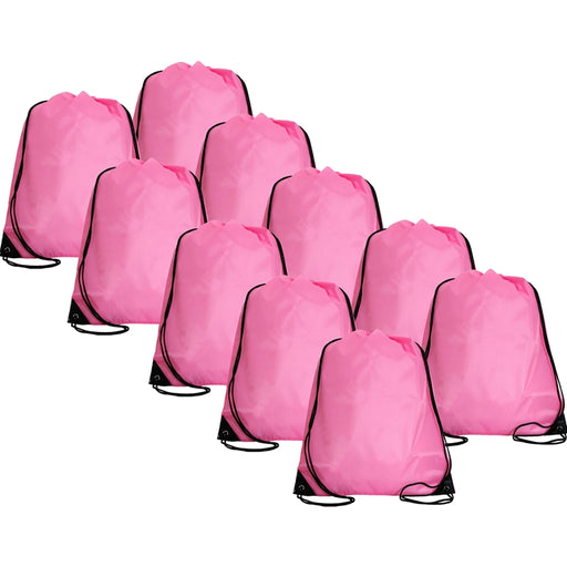 10 Drawstring Tote Bags - Pink - Threadart.com