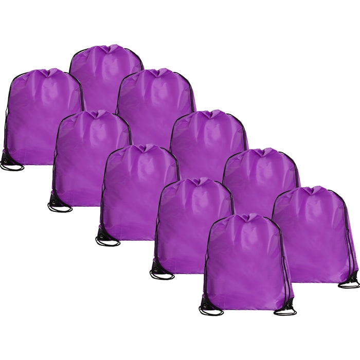 10 Drawstring Tote Bags - Purple - Threadart.com