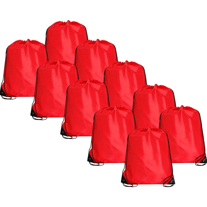 10 Drawstring Tote Bags - Red Sports Cinch Sack String Backpack ...