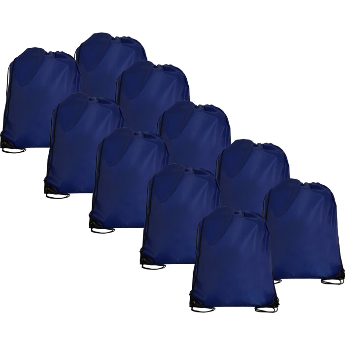 10 Drawstring Tote Bags - Blue - Threadart.com
