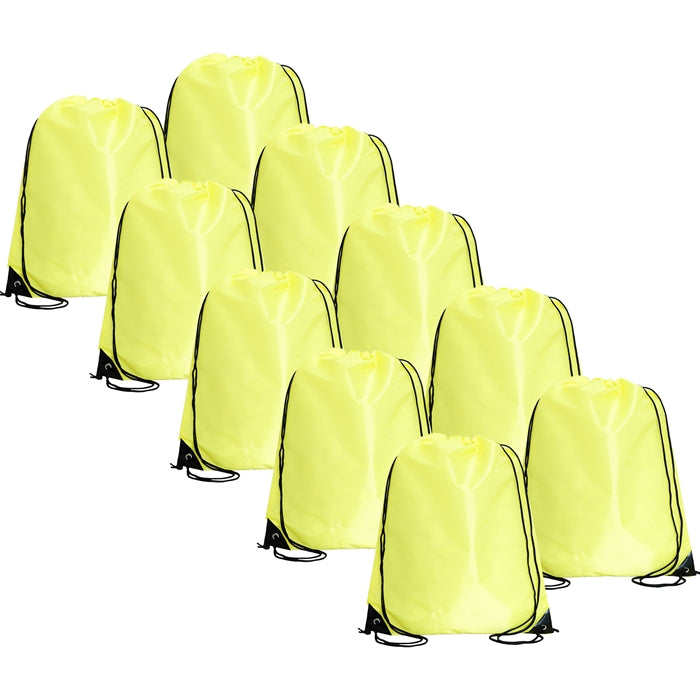 10 Drawstring Tote Bags - Yellow Sports Cinch Sack String Backpack ...