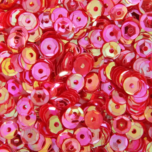Loose Cup Iridescent Sequins - 4mm - Fuchsia - 5 Gross - Threadart.com
