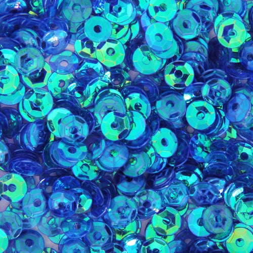 Loose Cup Iridescent Sequins - 4mm - Sapphire - 5 Gross - Threadart.com