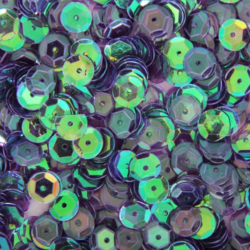 Loose Cup Iridescent Sequins - 6mm - Amethyst - 5 Gross - Threadart.com