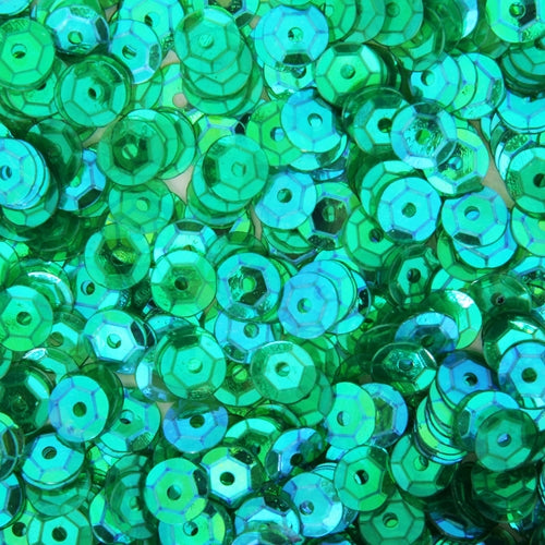 Loose Cup Iridescent Sequins - 6mm - Peridot - 5 Gross - Threadart.com