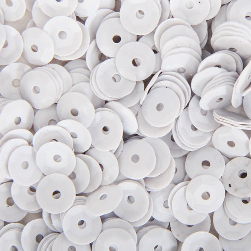 Loose Cup Pastel Sequins - 6mm - White - 5 Gross - Threadart.com