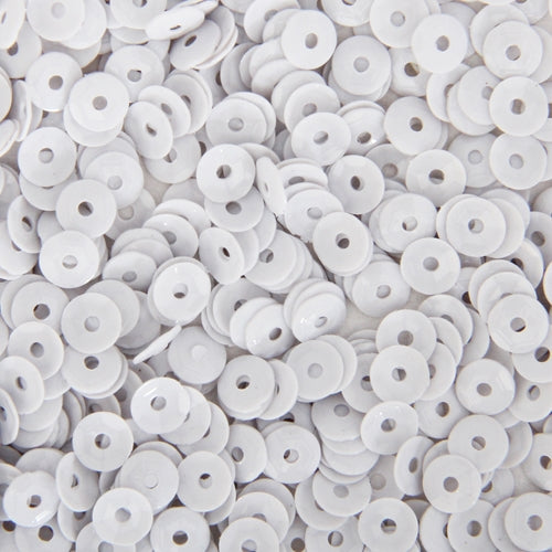 Loose Cup Pastel Sequins - 4mm - White - 5 Gross - Threadart.com