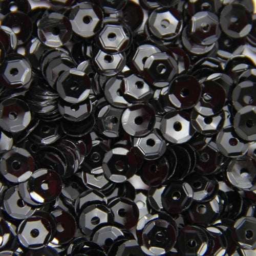 Loose Cup Metallic Sequins - 4mm - Black - 5 Gross - Threadart.com