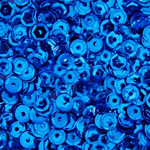Loose Cup Metallic Sequins - 4mm - Royal Blue - 5 Gross - Threadart.com