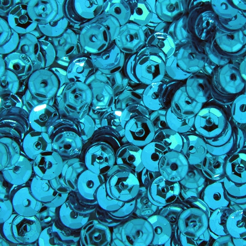 Loose Cup Metallic Sequins - 4mm - Turquoise - 5 Gross - Threadart.com