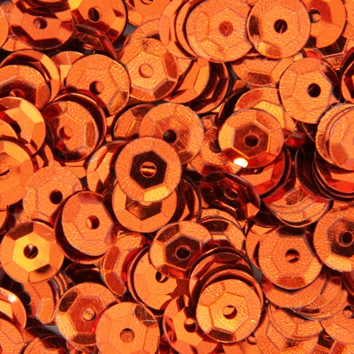 Loose Cup Metallic Sequins - 6mm - Orange - 5 Gross - Threadart.com