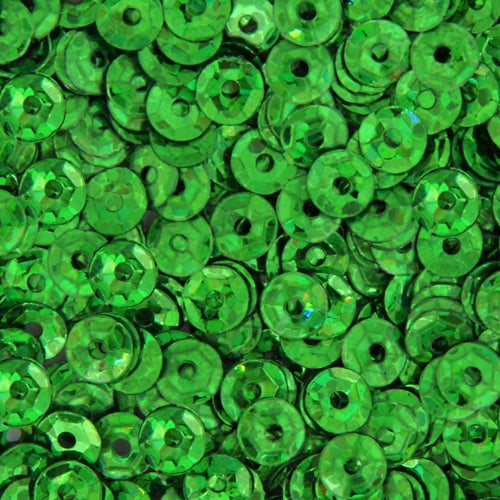 Loose Cup Hologram Sequins - 4mm - Green - 5 Gross - Threadart.com