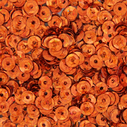 Loose Cup Hologram Sequins - 4mm - Orange - 5 Gross - Threadart.com