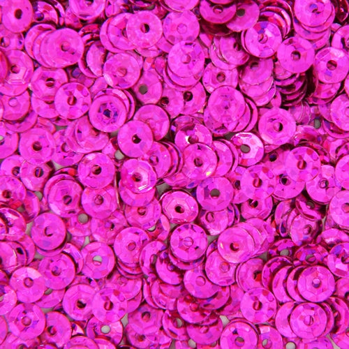 Loose Cup Hologram Sequins - 4mm - Hot Pink - 5 Gross - Threadart.com