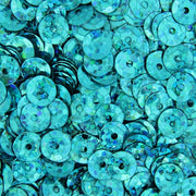 Loose Cup Hologram Sequins - 6mm - Turquoise - 5 Gross - Threadart.com