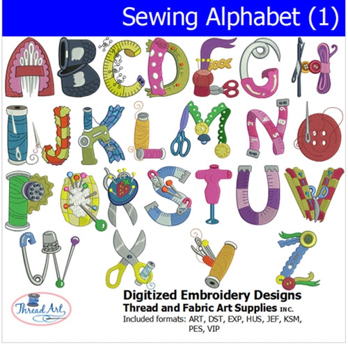 Machine Embroidery Designs - Sewing Alphabet (1) - Threadart.com
