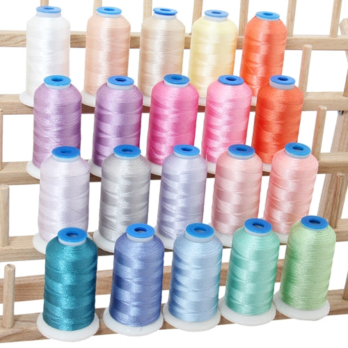 20 Colors of Polyester Embroidery Thread Set - Light Colors - Threadart.com