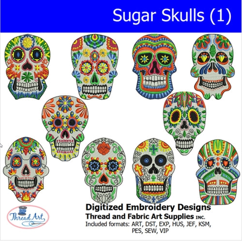 Machine Embroidery Designs - Sugar Skulls(1) - Threadart.com