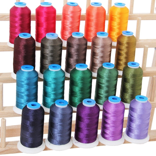 20 Colors of Polyester Embroidery Thread Set - Dark Colors - Threadart.com