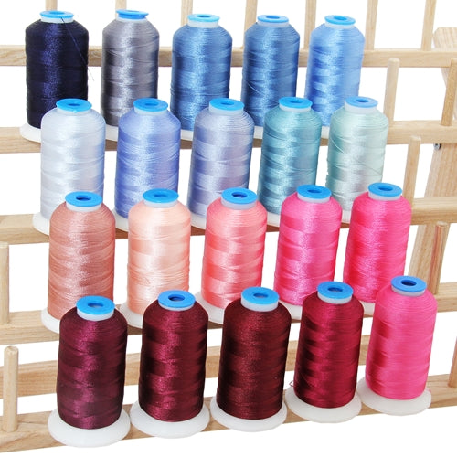 20 Colors of Polyester Embroidery Thread Set  - Pink & Blue Colors - Threadart.com