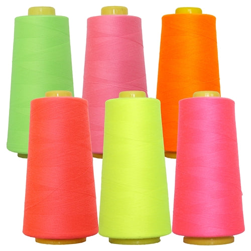 Neon Colors Polyester Serger Thread 6 Cone Set - Threadart.com