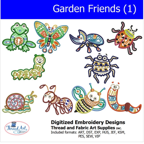 Machine Embroidery Designs - Garden Friends (1) - Threadart.com