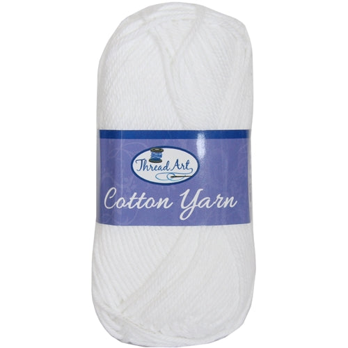 Crochet Cotton Yarn - #4 - White - 50 gram skeins - 85 yds - Threadart.com