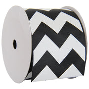 Grosgrain Chevron Ribbon 2 1/4" - 5 Yards - Black - Threadart.com
