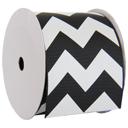 Grosgrain Chevron Ribbon 2 1/4" - 5 Yards - Black - Threadart.com