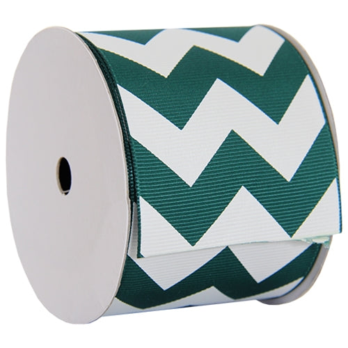 Grosgrain Chevron Ribbon 2 1/4" - 5 Yards - Forest Green - Threadart.com