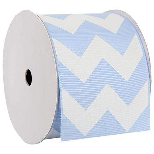 Grosgrain Chevron Ribbon 2 1/4" - 5 Yards - Baby Blue - Threadart.com