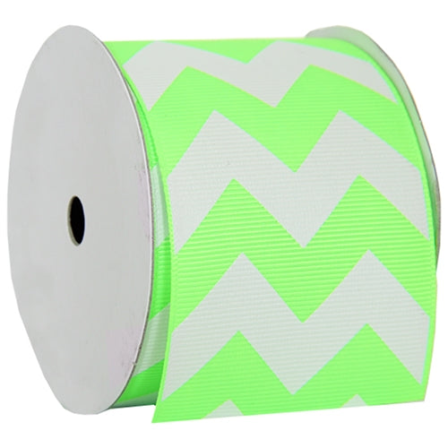 Grosgrain Chevron Ribbon 2 1/4" - 5 Yards - Neon Green - Threadart.com