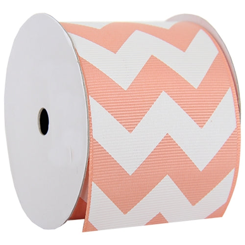 Grosgrain Chevron Ribbon 2 1/4" - 5 Yards - Peach - Threadart.com