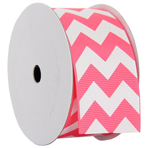 Grosgrain Chevron Ribbon 1 1/2" - 5 Yards - Hot Pink - Threadart.com