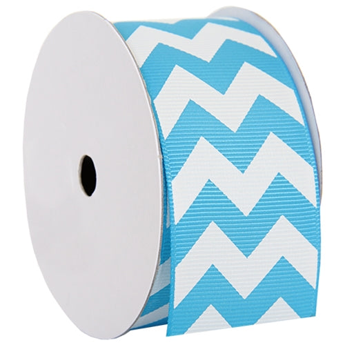 Grosgrain Chevron Ribbon 1 1/2" - 5 Yards - Aqua - Threadart.com