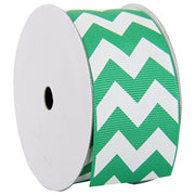 Grosgrain Chevron Ribbon 1 1/2" - 5 Yards - Green - Threadart.com