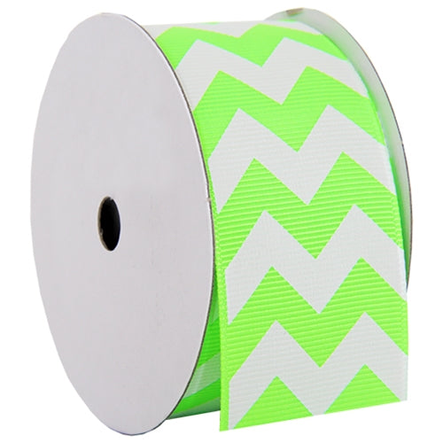 Grosgrain Chevron Ribbon 1 1/2" - 5 Yards - Neon Green - Threadart.com