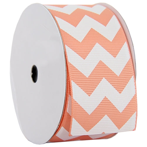 Grosgrain Chevron Ribbon 1 1/2" - 5 Yards - Peach - Threadart.com