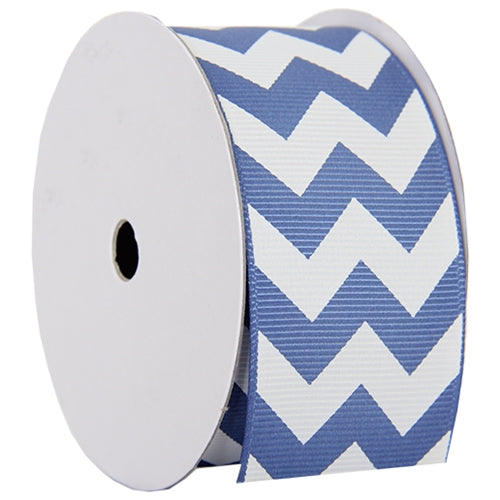 Grosgrain Chevron Ribbon 1 1/2" - 5 Yards - Country Blue - Threadart.com