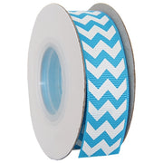Grosgrain Chevron Ribbon 7/8" - 10 Yards - Aqua - Threadart.com