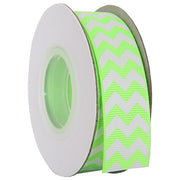 Grosgrain Chevron Ribbon 7/8" - 10 Yards - Neon Green - Threadart.com