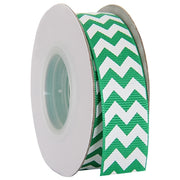 Grosgrain Chevron Ribbon 7/8" - 10 Yards - Green - Threadart.com