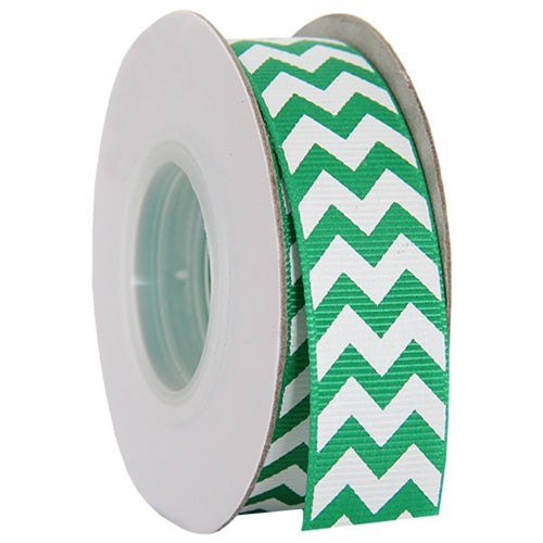 Grosgrain Chevron Ribbon 7/8" - 10 Yards - Green - Threadart.com