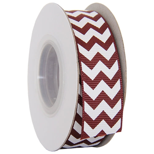 Grosgrain Chevron Ribbon 7/8" - 10 Yards - Chocolate - Threadart.com