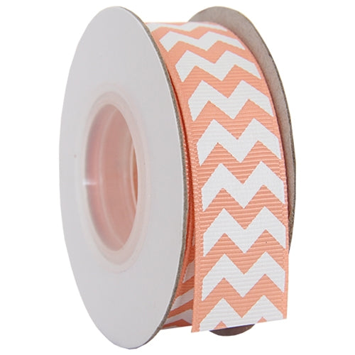 Grosgrain Chevron Ribbon 7/8" - 10 Yards - Peach - Threadart.com