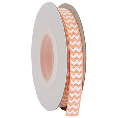 Grosgrain Chevron Ribbon 3/8" - 10 Yards - Peach - Threadart.com