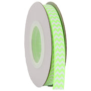 Grosgrain Chevron Ribbon 3/8" - 10 Yards - Neon Green - Threadart.com