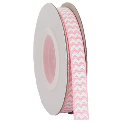 Grosgrain Chevron Ribbon 3/8" - 10 Yards - Pink - Threadart.com