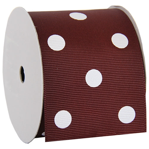 Grosgrain Dots Ribbon 2 1/4" - 5 Yards - Chocolate - Threadart.com